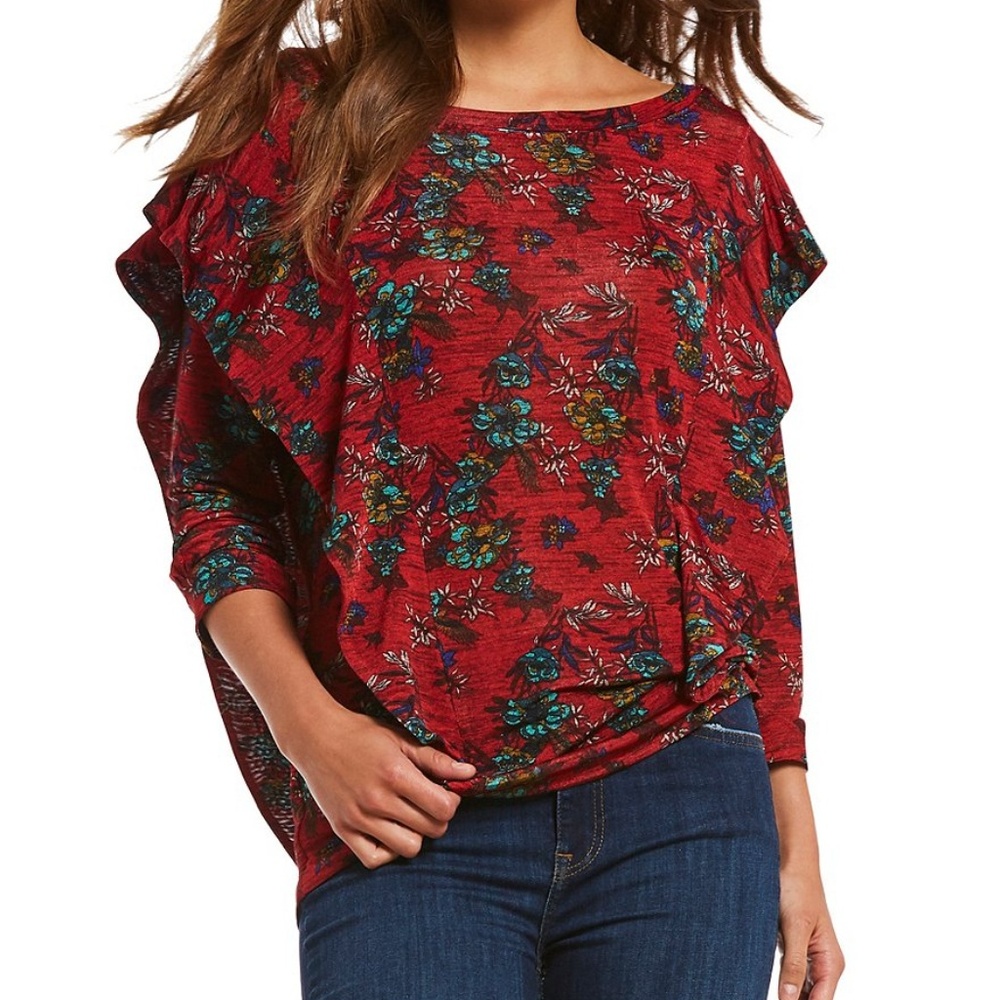 Dock Street Top/Blouse with a draped ruffle trim